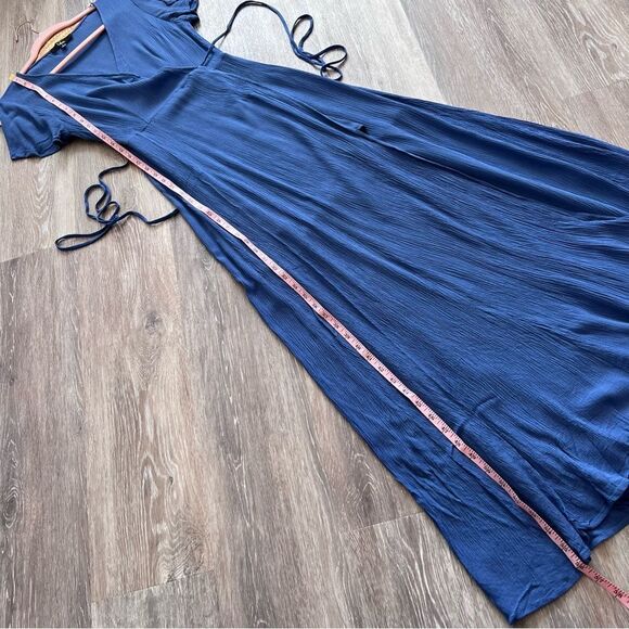 Lulus heart of marigold denim blue wrap maxi dress - Picture 8 of 9